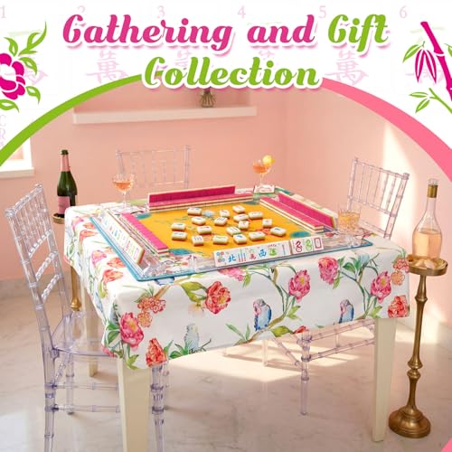 Soulchen 3 Layer American Mahjong Set, 168 Pcs Green and Pink Tiles with 2 Carrying Bags and Accessories 1.2'' Complete American Mahjong Tile Set for Travel Game Collection Women Lover Beginners
