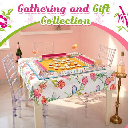 Soulchen 3 Layer American Mahjong Set, 168 Pcs Green and Pink Tiles with 2 Carrying Bags and Accessories 1.2'' Complete American Mahjong Tile Set for Travel Game Collection Women Lover Beginners