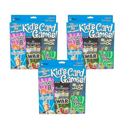 Regal Games Card Games for Kids - Go Fish, Crazy 8's, Old Maid, Slap Jack, Garbage Monsters, War - Simple & Fun Classic Family Table Game Sets (3 x 6) - color: Set of 18 Decks