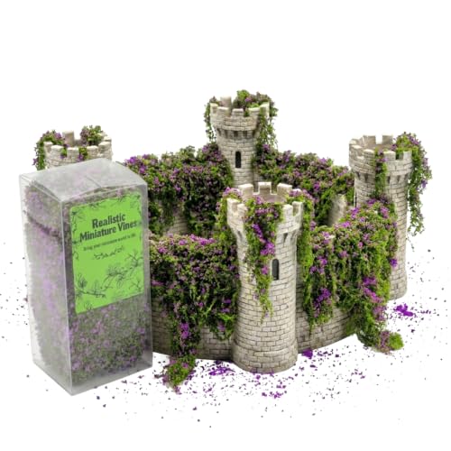 Realistic Miniature Vines - Hanging Moss Scenery for Diorama Supplies & Model Building - Mini Miniature Plants for Rainforest, Dollhouse, Fairy Gardens, Crafts DIY, Tabletop Wargaming (Purple) - color: Purple