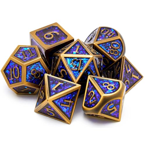Metal Dice Set D&D Dragon and Dungeon Polyhedral Metal Dice, Punk Style Role-Play RPG Explorer MTG Pioneer Game DND Dice Set (7 Pieces) - color: Black2