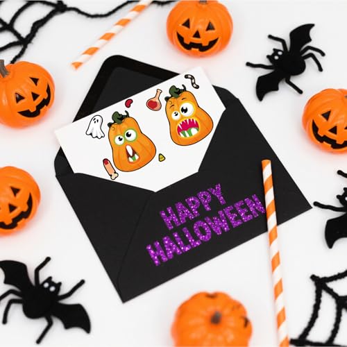 56 Sheets Halloween Pumpkin Stickers for Kids - 14 Different Pumpkin Designs - Fun Halloween Party Favors Crafts Games & Activities Supplies - style: Pumpkin