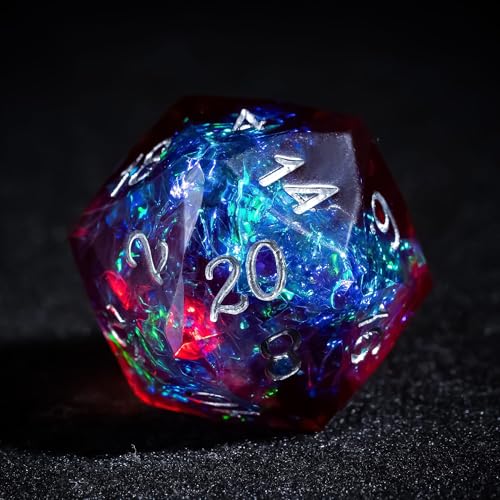 7PCS DND Dice Set,Transparent Sharp Edge Dice Set D&D RPG Polyhedral Die,for Dungeons and Dragons TTRPG Games Roleplaying Games,with Gift Box(Galaxy Blue and Red) - color: Galaxy Blue and Red