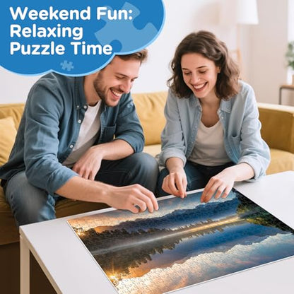 Puzzles for Adults 500 Pieces,Sunrise Nature Jigsaw Puzzles 500 Pieces,Lake Mountain Puzzles 500 Pieces Adult Funny Puzzle with Letters on Back Colorful Premium Cardboard Puzzle Gift - style: Sunrise