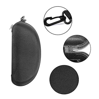3 Pack Zipper Shell Eyeglasses and Sunglasses Case with Plastic Carabiner Hook - color: Silver