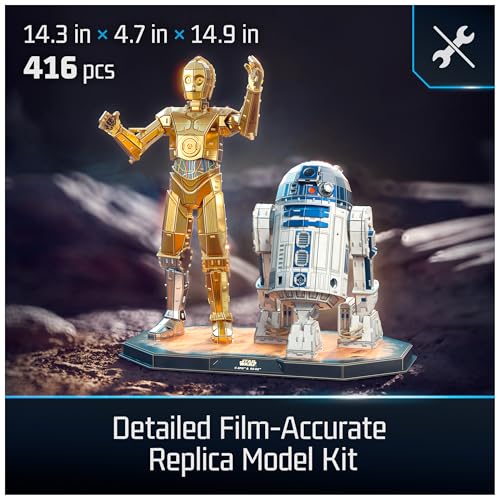 4D Build Star Wars C-3PO & R2-D2 Droid 3D Puzzle Model Kit, Room Display | 416 Premium Cardstock Pieces, No Tools Required, Immersive 3D Building Hobby, Ultimate Collectible Fan Gift For Ages 12+ - style: C-3PO & R2-D2 416 pcs