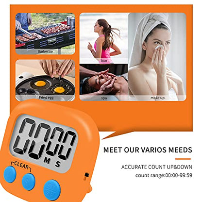 6 Pack Small Digital Kitchen Timer Magnetic Back and ON/Off Switch,Minute Second Count Up Countdown (Orange) - color: Orange