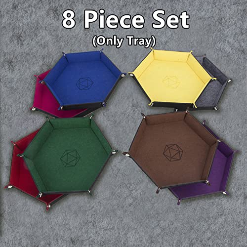 8-Pack Felt Dice Trays for DND, RPG, MTG, Folding Design (Hexagon) | Collapsible felt dice trays keep dice contained and tables protected. Great for DND, RPG, MTG, and other tabletop games. - color: Hexagon