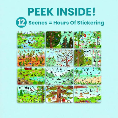Cupkin Bird Sticker Book Activity for Kids, Toddler Airplane Travel Essentials, 500+ Parrot Stickers + 12 Scenes + 12 Coloring Book Pages, Bird Lover Kids Gift, Kid Crafts for Ages 2–8 Years - color: Birds