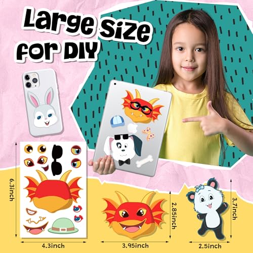 Sinceroduct 100PCS Make Your Own Stickers for Kids, Make-a-Face Stickers, 20 Animals Sticker Face for Toddlers Crafts Party Favors, Gift of Festival Birthday Classroom Reward, Valentine's Day Activity - style: Animal Style-3