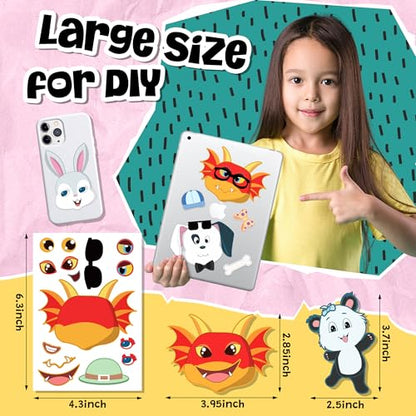 Sinceroduct 100PCS Make Your Own Stickers for Kids, Make-a-Face Stickers, 20 Animals Sticker Face for Toddlers Crafts Party Favors, Gift of Festival Birthday Classroom Reward, Valentine's Day Activity - style: Animal Style-3