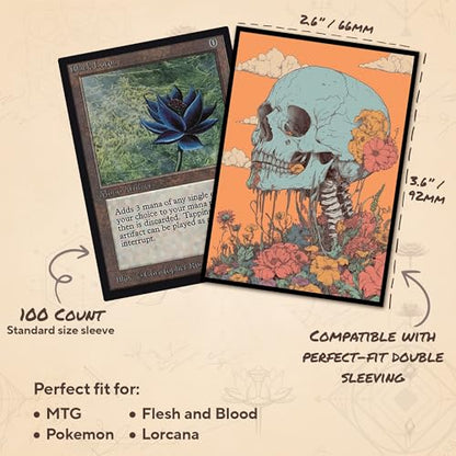 Psychedelic Skull 3 - MTG Card Sleeves, 104ct, Standard Size | Perfect for Double Sleeving, Smudge Resistant Matte Back, Standard 66x92mm - Compatible with Magic The Gathering & TCG Cards - color: Psychedelic Skull 3