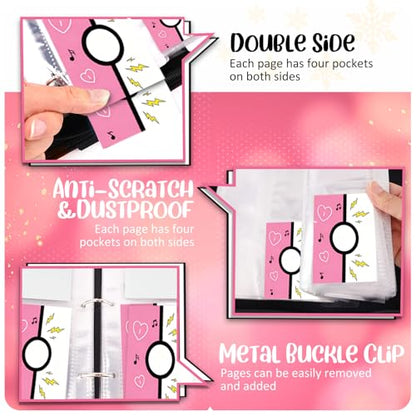 Collectible Trading Card Albums, 400 Card Holders with 50 Removable Sleeves, Portable 4 Pockets Collectible Trading Card Binder, PU Card Collection Binder for MTG, TCG, Sport Card, Game Cards - color: PETAL PINK