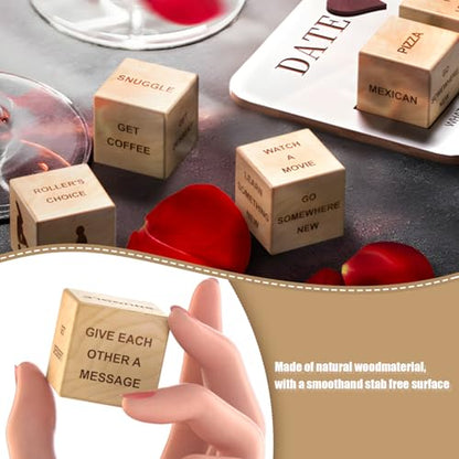 Valentines Day Gifts for Him Her Men Women,Couples Dice Game, Mens Valentines Day Gifts, Date Night Dice Game for Adults, Romantic Anniversary Date Night Ideas for Boyfriend Husband Wife - color: 5pcs Wooden Dice