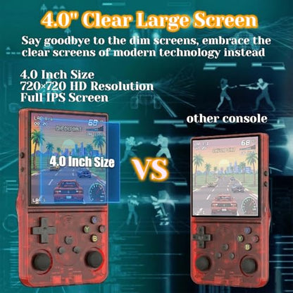 Upgrade S600 Retro Gaming Console, Anti-Slip Patterns Retro Handheld Game Console, 4.0 Inch 720x720 IPS Screen and 18,000+ Classic Games Retro Game Console for Gaming/Playdate/Party/Gift, Red 64G - style: Red 64G