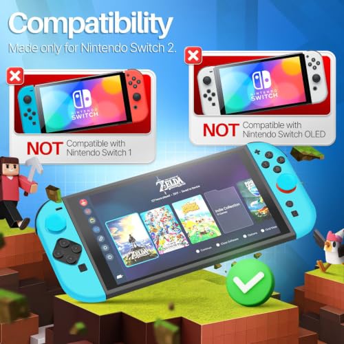 TNP JoyCon 2 Case Cover for Nintendo Switch 2 2025 - Soft Anti-Slip Silicone Protective Skin with Thumb Grip Caps Compatible with Nintendo Switch 2 Joy-Con 2 Controllers, 2 Pack (Light Blue) - color: Light Blue