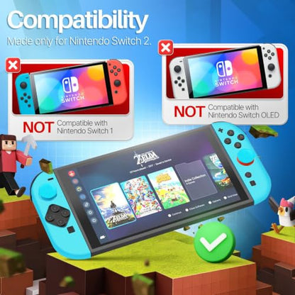 TNP JoyCon 2 Case Cover for Nintendo Switch 2 2025 - Soft Anti-Slip Silicone Protective Skin with Thumb Grip Caps Compatible with Nintendo Switch 2 Joy-Con 2 Controllers, 2 Pack (Light Blue) - color: Light Blue