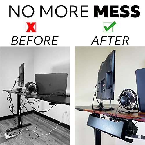 POCHAR 15inch Steel Under Desk Cable Management Tray for Office and Home | Wire & Cord Organizer, Power Strip Holder with Mount Accessories - Standing Desk Cable Tray Wire Management, Black - size: 15inch