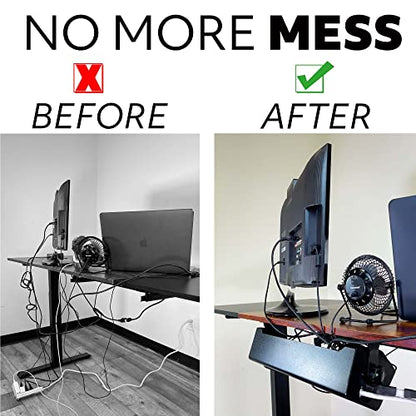 POCHAR 15inch Steel Under Desk Cable Management Tray for Office and Home | Wire & Cord Organizer, Power Strip Holder with Mount Accessories - Standing Desk Cable Tray Wire Management, Black - size: 15inch