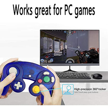 Reiso Classic NGC Wired USB Controller for Windows PC MAC (Clear Blue) - color: Clear Blue