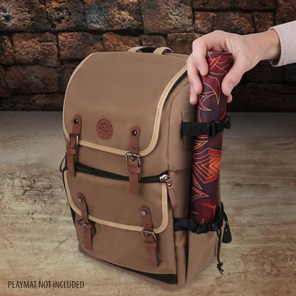 ENHANCE Designer Edition TCG Backpack - MTG Deck Bag Card Binder Space, TCG Deck Box Storage, MTG Playmat Holder - Card Storage Compatible with Magic the Gathering, Pokemon, Lorcana (Canvas Tan) - color: Canvas Tan