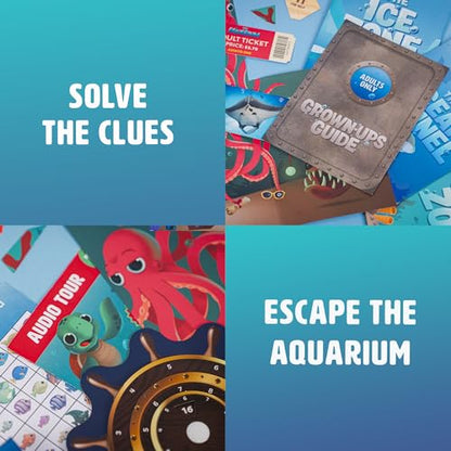 Professor Puzzle: Escape from The Aquarium - Escape Room Game, 11 Logic-Number-Observational Puzzles, Co-Op Underwater Adventure, Kids 8+, 1-6 Players