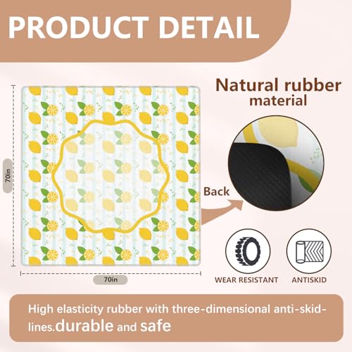 Yellow Lemon Mahjong Mat 31.5"x31.5", Summer Citrus Lemon Stripes Non-Slip Noise Reduction Gaming Mat for American Mahjong Poker Card Board Games Dominoes - color: Citrus Lemon