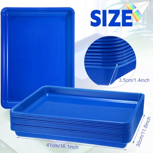 Maitys 15 Pack Plastic Art Trays 12 x 16 Inch Activity Crafts Trays Sensory Tray DIY Projects, Painting, Beads, Jewelry Office Home Organizer Arts and Crafts Supplies(Blue) - color: Blue