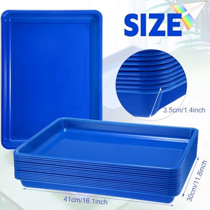 Maitys 15 Pack Plastic Art Trays 12 x 16 Inch Activity Crafts Trays Sensory Tray DIY Projects, Painting, Beads, Jewelry Office Home Organizer Arts and Crafts Supplies(Blue) - color: Blue