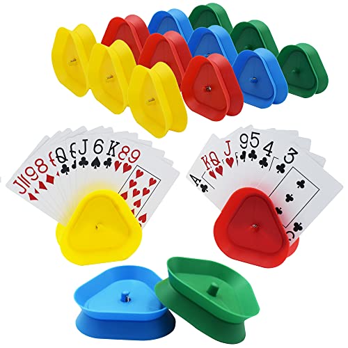 Yuanhe Playing Card Game Holder - Triangle Shaped Hands-Free Poker Holder Tray, 4 Colors, Set of 16 - style: Set of 16