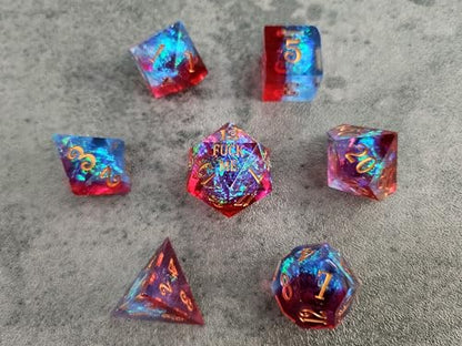 Sharp Edge F Words Crystal Polyhedral 7 Dice Set for Dungeons & Dragons, DND, D&D, Tabletop RPG, Red