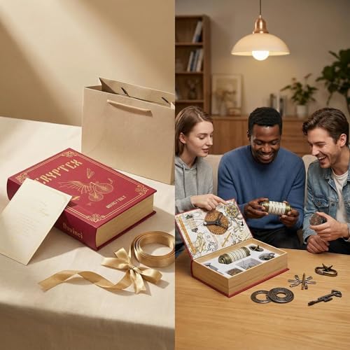 Da Vinci Code Mini Cryptex Metal Puzzle Box Set - 6PCS 3D Brain Teasers, IQ Challenge for Adults Teens, Gift for Christmas Birthday Valentine's Day, Anniversary & Family Party Game - color: Red
