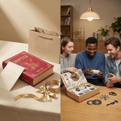 Da Vinci Code Mini Cryptex Metal Puzzle Box Set - 6PCS 3D Brain Teasers, IQ Challenge for Adults Teens, Gift for Christmas Birthday Valentine's Day, Anniversary & Family Party Game - color: Red