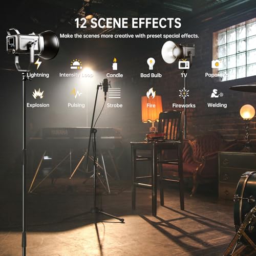 GVM 160W LED Video Light with Bluetooth Control, 5600K Photography Light, Studio Lighting Kit for Photography, Filmmaking, YouTube and Tiktok, 98100 lux/1.64ft, 12 Scene Modes, Lightweight - size: 160W
