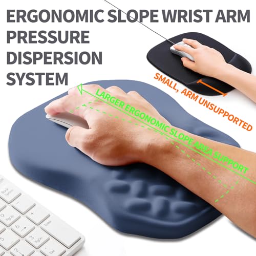 Ergonomic Slope Mouse Pad Wrist Support, Wrist Rest Mousepad for Carpal Tunnel Pain Relief with Massage Bulge and Slow Rebound Memory Foam (12x8 inch, Deep Blue) - color: Am027-deep Blue