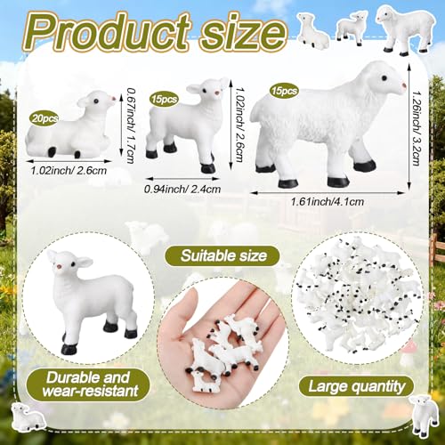 Soulchen 50 Pcs Mini Sheep Resin Figurine Bulk Miniature Lamb Figure to Hide Animals Statue Landscape Little Shepherd Decor for Mini DIY Garden Party Outdoor Indoor Home Decor Christian Gifts - style: Lamb