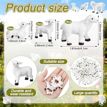 Soulchen 50 Pcs Mini Sheep Resin Figurine Bulk Miniature Lamb Figure to Hide Animals Statue Landscape Little Shepherd Decor for Mini DIY Garden Party Outdoor Indoor Home Decor Christian Gifts - style: Lamb