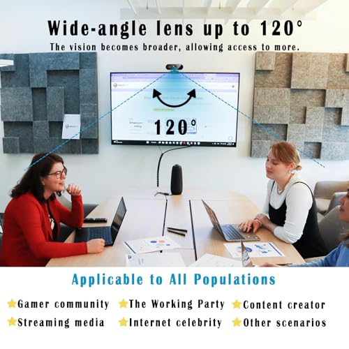 2K Webcam for PC/Laptop, USB Webcam with Microphone, Noise Cancellation, Support Beauty, Plug & Play with Auto Light Correction for Video Calls, Live Streaming Gaming & Online Meetings - size: 2K