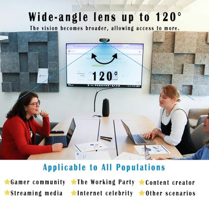 2K Webcam for PC/Laptop, USB Webcam with Microphone, Noise Cancellation, Support Beauty, Plug & Play with Auto Light Correction for Video Calls, Live Streaming Gaming & Online Meetings - size: 2K