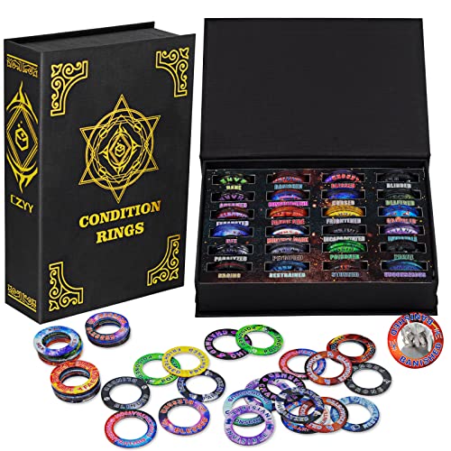 CZYY DND Condition Rings, 96 Status Effect Markers with Storage Box | 24 Conditions and Spell Effects, Color Printed Icons, Fits Miniature Battles, Gift for Game Masters and RPG Players - color: Style C