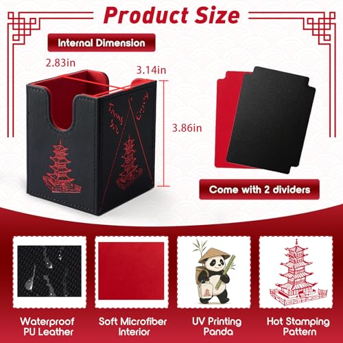 Chinese Takeout MTG Commander Deck Box, Fits TCG Cards (Black&Red) | Holds 130 Single/100 Double-Sleeved Cards, Fit MTG/PTCG/OPTCG Cards, Strong Magnet, PU Leather, With 2 Dividers - color: Black & Red