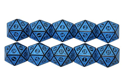 SmartDealsPro 10-Pack Retro 26mm Large 20 Sided Dice D20 Polyhedral Dice for DND RPG MTG Table Game(Retro Blue) - color: Retro Blue