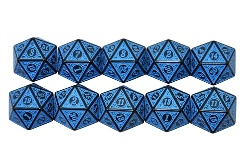 SmartDealsPro 10-Pack Retro 26mm Large 20 Sided Dice D20 Polyhedral Dice for DND RPG MTG Table Game(Retro Blue) - color: Retro Blue