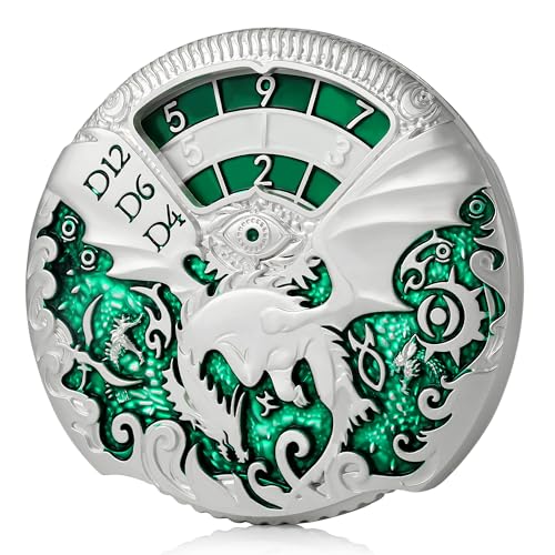 DNDND Dragon Roulette Spinner Metal Dice 7-in-1 Fidget Spinner DND Dice Set with Gorgeous Gift Box for Dungeons and Dragon and Tabletop Game (Silver with Green) - color: Dragon Silver Green