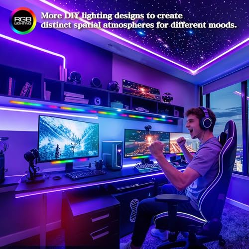 RGB LED Monitor Ambient Light Bar, 16 Inch USB Powered, APP Control & Music Sync, 16 Million Colors Dimmable, Gaming/Desk Display Backlight