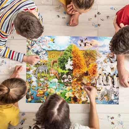 Jigsaw Puzzles for Adults 1000 Pieces, Seasons | Nature Seasons Collection with Spring Autumn Leaves Snow, Challenging Art Puzzle, 20x27 Inches - color: Four Seasons