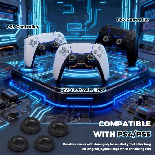Controller Thumb Grips Replacement Caps, for PS4/PS5 Controller 12 Pack, Premium Joystick Caps for Enhanced Grip and Precision, Anti-Fingerprint, Anti-Slip, Anti-Scratch (Black)