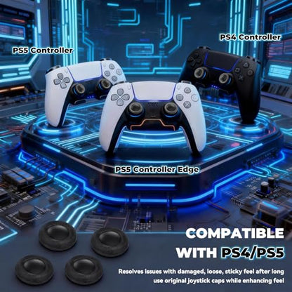 Controller Thumb Grips Replacement Caps, for PS4/PS5 Controller 12 Pack, Premium Joystick Caps for Enhanced Grip and Precision, Anti-Fingerprint, Anti-Slip, Anti-Scratch (Black)