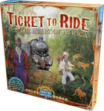 Asmodee Ticket to Ride The Heart of Africa Board Game Expansion - Train Route Strategy Game, Fun Family Game for Kids & Adults, Ages 8+, 2-5 Players, 30-60 Minute Playtime