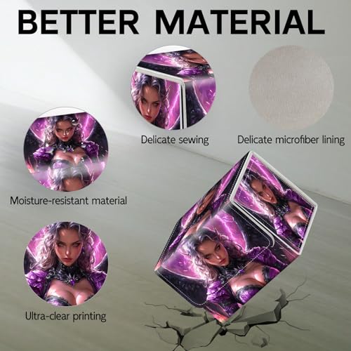 Trading Card Storage Box, Holds 100+ for MTG Cards, PU Leather with Magnetic Closure, Dark Fallen Angel Fantasy Durable Deck Box for Magic the Gathering, Trading Card Games - color: Dark Fallen Angel Fantasy